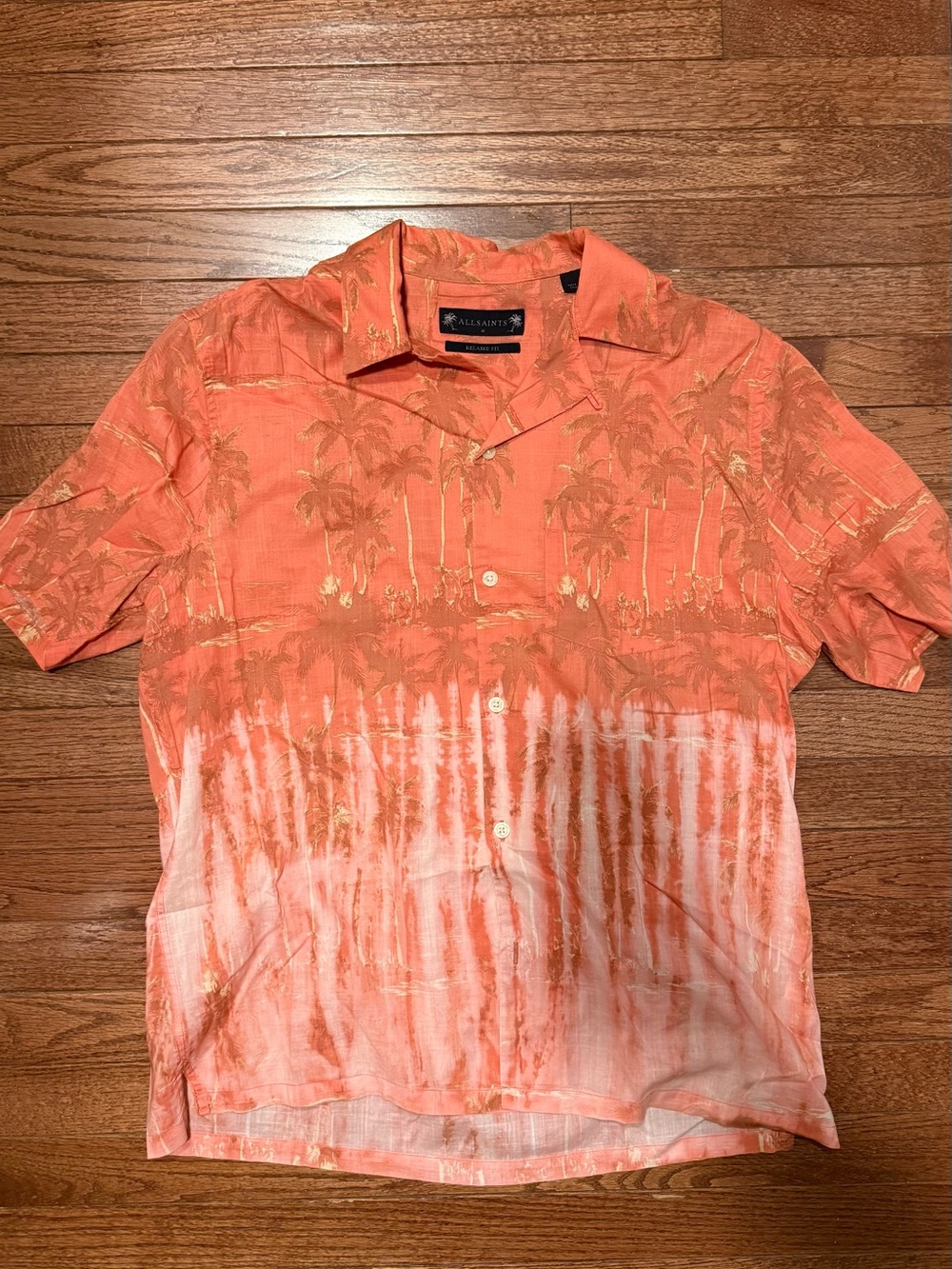 All Saints Hawaiian Palm Tree Camp Shirt - Medium